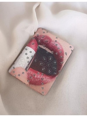 Özgürce Kadın Makyaj Aynası, Dudak Rujlu Cep Çanta, El Aynası, Şık ve Pratik