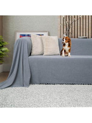 Latuda Concept Koltuk Örtüsü Kaymaz Çift Taraflı Çekyat Örtüsü Koltuk Şalı 175X300 - Gri