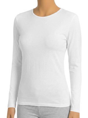 Öts Kadın T-Shirt Bisiklet Yaka Uzun Kol (%96 Pamuk - %4 Elastan)