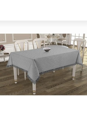 Beyazıt Tekstil Dantelli Leke Tutmayan Dertsiz Kumaş Masa Örtüsü Gri 160 x 220 BYZT239