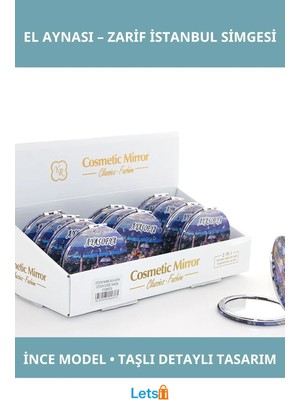Özgürce El Aynası, Taşlı Istanbul Tasarımı, Zarif ve Şık Dekoratif Parça
