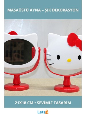 Özgürce Sevimli Masaüstü Ayna, 21X18 Cm, Şık ve Kullanışlı Dekoratif Parça