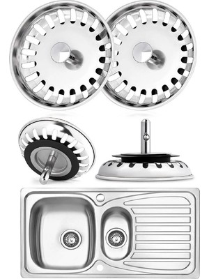 Feyza Design 2 Adet Paslanmaz Çelik Lavabo Süzgeci, 8 Cm, Temiz ve Dayanıklı Tasarım