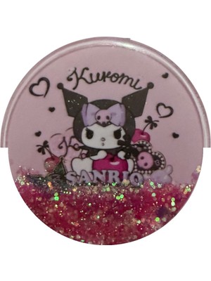Özgürce Sevimli Kuromi Figürlü Glitterli Kompakt Makyaj Aynası