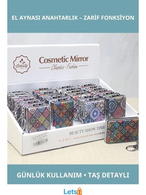 Özgürce Şık ve Taşlı El Aynası Anahtarlık, Pratik Kullanım ve Şıklık Sunar