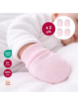 Bebekevi %100 Pamuk Oeko Tex Sertifikalı Unisex Yenidoğan Penye 2 Çift Pamuklu Bebek Eldiveni