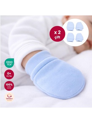 Bebekevi %100 Pamuk Oeko Tex Sertifikalı Unisex Yenidoğan Penye 2 Çift Pamuklu Bebek Eldiveni