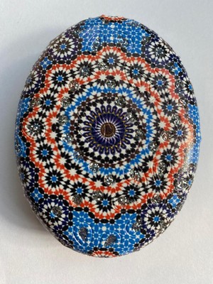 Özgürce Şık Desenli, Taşlı, Çift Taraflı Oval Cep ve Makyaj Aynası