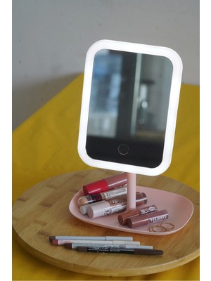 Özgürce Şarjlı LED Işıklı Kare Makyaj Aynası, 3 Renk Seçeneği