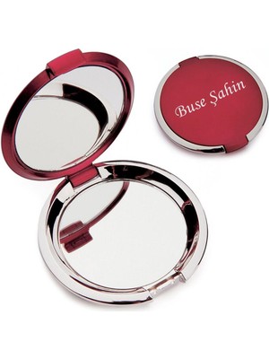 Özgürce Kişiye Özel Kırmızı Yuvarlak Makyaj Aynası, Şık ve Kullanışlı Tasarım