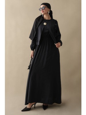 inStyle Fırfır Ceketli Modal Siyah Jile Elbise