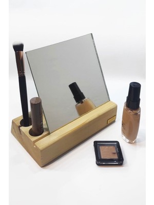 Özgürce Ahşap Çerçevesiz Standlı Dekoratif Makyaj Aynası 15X15