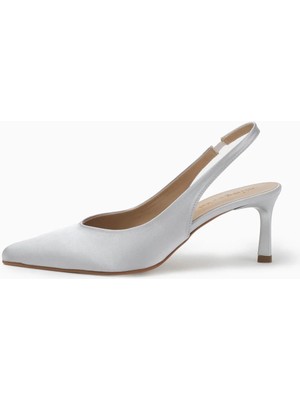 Mio Gusto Lana Gümüş Renk Saten Kadın Topuklu Ayakkabı