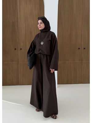 Moda Aksa 6018 Salaş Pantolon Takım Kahve