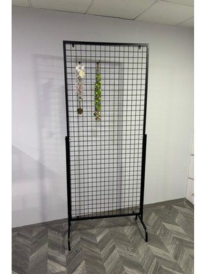 Modern Raf Oval Profil Ayaklı Tel Pano Siyah 60*180