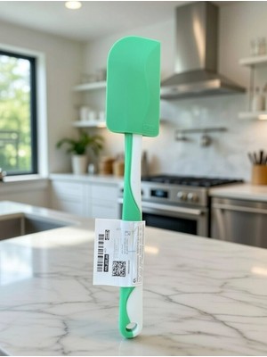 Feyza Design Çevre Dostu 25 cm Yeşil Beyaz Spatula, Güçlü ve Hafif Tasarım