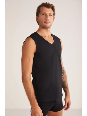 Kom Barry V Yakalı Pamuk 2 li Erkek Atlet