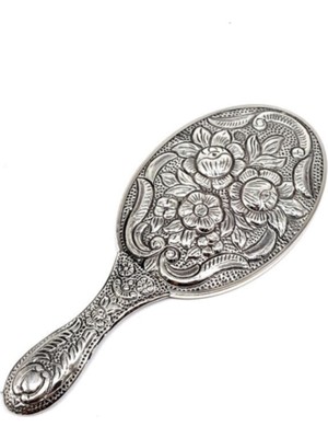 Özgürce Gül Motifli Şık Gümüş El Aynası, Zarif ve Kullanışlı Tasarım