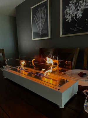 Özgürce Modern Beyaz Metal Bioethanol Şömine, Ev Dekorasyonu ve Hediye Seçeneği