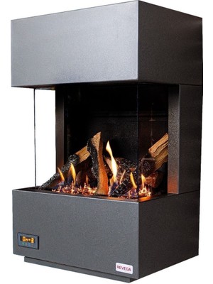 Özgürce H50AB Uzaktan Kumandalı Hermetik Doğalgaz Şömine, Dekoratif ve Gerçek Alevli