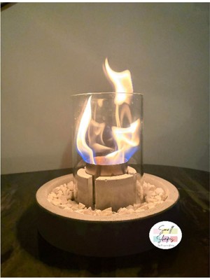 Özgürce Açık Gri Masabaş Şömine Ateş Çukuru 500ML Bacasız Şömine Yakıt