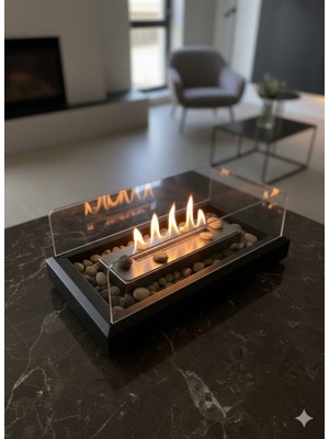 Özgürce Şık Ahşap Bioethanol Şömine, Duman Yokken Gerçek Ateş Keyfi