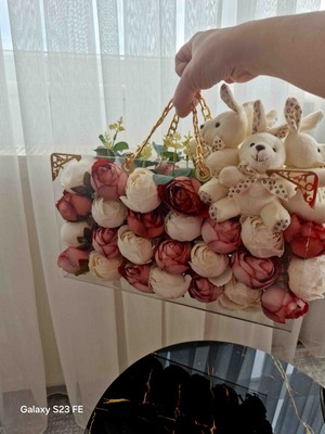 Sabrina Organizasyon Şakayık Çiçekli Pleksi Çanta