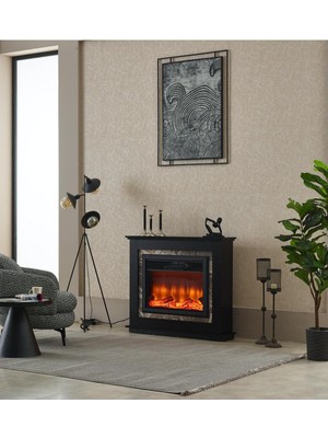 Özgürce Yapay Elektrikli Şömine, 120X100 Cm, Kumandalı, Bluetooth Ses Sistemli