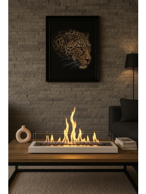 Özgürce Şömine Masaüstü Bioethanol 100CM, Dekoratif ve Ortam Isıtıcı, Beyaz Metal