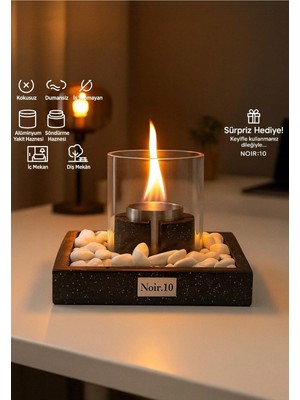 Özgürce Eclipse Siyah Granit Bioethanol Şömine Premium Set