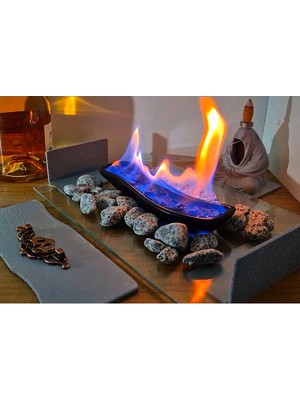 Özgürce Meditasyon Çerçeveli Masa Üstü Şömine Tütsülük (Mat Gri)