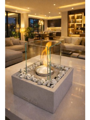 Özgürce Şömine, Bioetanol Yakıt ve Dekoratif Taş ile Şık Masaüstü Dekor