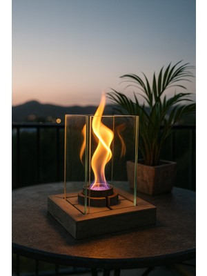 Özgürce Gri Masaüstü Bioethanol Şömine, Şık ve Dekoratif Aksesuar