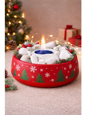 Özgürce Beyaz Taşlı Masa Üstü Dekoratif Şömine, Şık ve Şık Tasarım