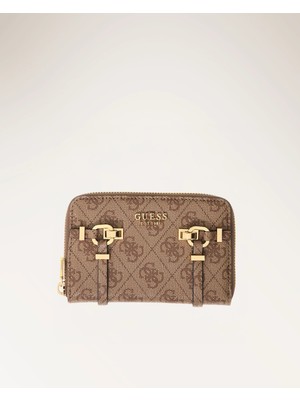 Guess Leona Logolu Orta Boy Fermuarlı Kadın Kahverengi Cüzdan SWSG9917140-LTL
