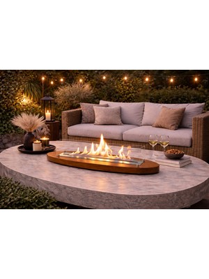 Özgürce Lux Şömine, Dekoratif Bioethanol Masaüstü, Oval, 110CM, Ultra Mega Boy