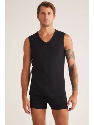 Kom Barry V Yakalı Pamuk 2 li Erkek Atlet