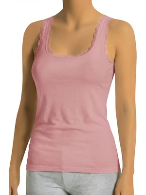 Öts Kadın Atlet Dantelli Kalın Askılı (%90 Viskon - %10 Elastan)