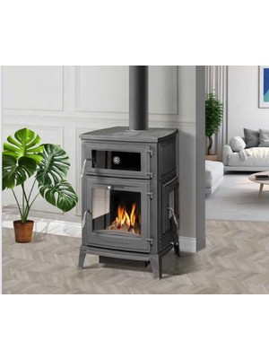 Özgürce Döküm Kuzineli Şömine Soba, Güçlü ve Estetik Isıtma Çözümü