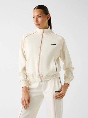 Guess Georgia Hakim Yaka Tam Fermuarlı Kadın Beyaz Sweatshirt V6RQ00KD852-G1O6