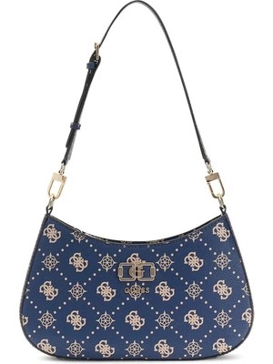 Guess Emelie Logolu Üstten Fermuarlı Omuz Kadın Lacivert El Çantası HWGP9928180-NLO