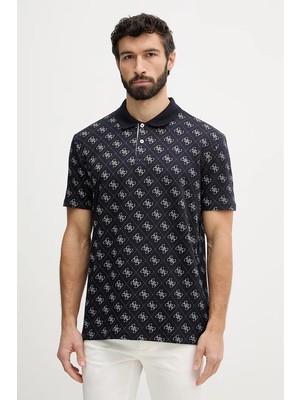 Guess Kısa Kollu Tamamı 4g Jakarlı Polo Yakalı Erkek Lacivert Polo T-Shirt M6GP04K3073-FBDB
