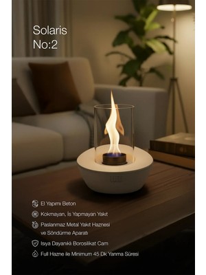 Özgürce Şömine Seti: Beton Camlı Masaüstü + 1 L Bioethanol Hediye