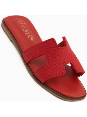 Limoya Rosali Hakiki Deri Kadın Terlik