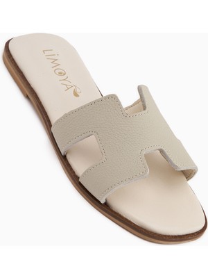 Limoya Rosali Hakiki Deri Kadın Terlik