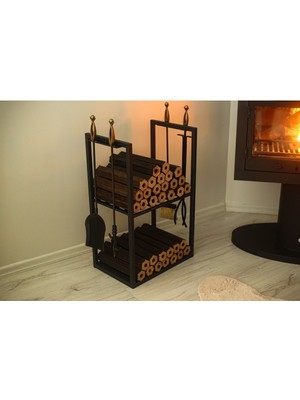 Özgürce Şık Dekoratif Metal Odunluk ve Maşa Takımı, Modern Tasarım