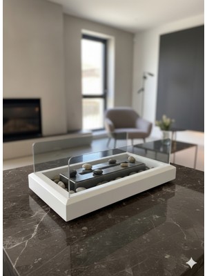 Özgürce Şık Ahşap Masaüstü Bioethanol Şömine, Dumanı Olmayan Gerçek Ateş Keyfi