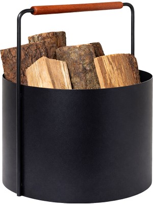 Özgürce Kızıl Meşe Saplı Metal Odunluk, Şık ve Dayanıklı Odun Taşıma Sepeti