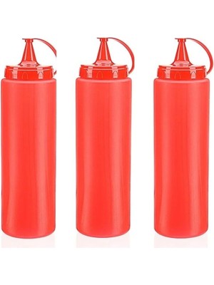 Akinco Ketçap Şişesi - 1000ML Dev Boy Kırmızı 3 Adet