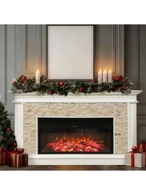 Özgürce 1800W Elektrikli Şömine, Gerçekçi Alev Efekti ve Dekoratif Tasarım